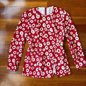 80s Vintage Designer 100% Silk Red Statement Blouse David Hayes SMALL